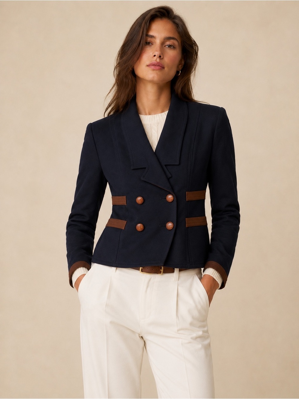 vintage Louis feraud navy and brown blazer